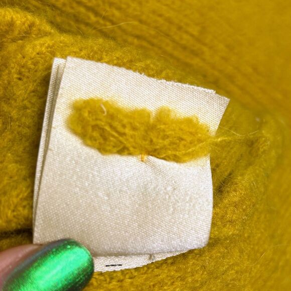 Moth by Anthropologie Crossover Neck Sweater Wool Alpaca Knit Mustard Yellow M - Picture 13 of 14